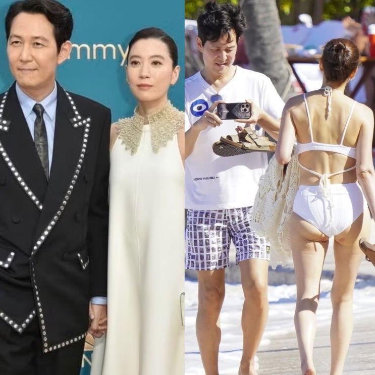  임세령️이정재 커플 화이트 비키니, 나이키 반팔, 버켄스탁, 케이스티파이케이스 패션(카리브해 세인트바트섬 휴가)