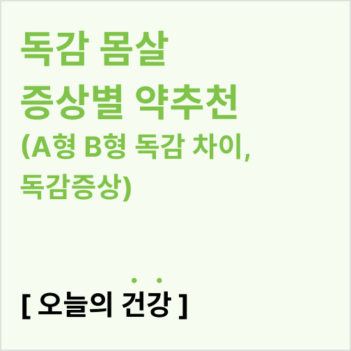  독감 몸살 증상별 약추천(독감검사 비용, A형 B형 독감 차이)