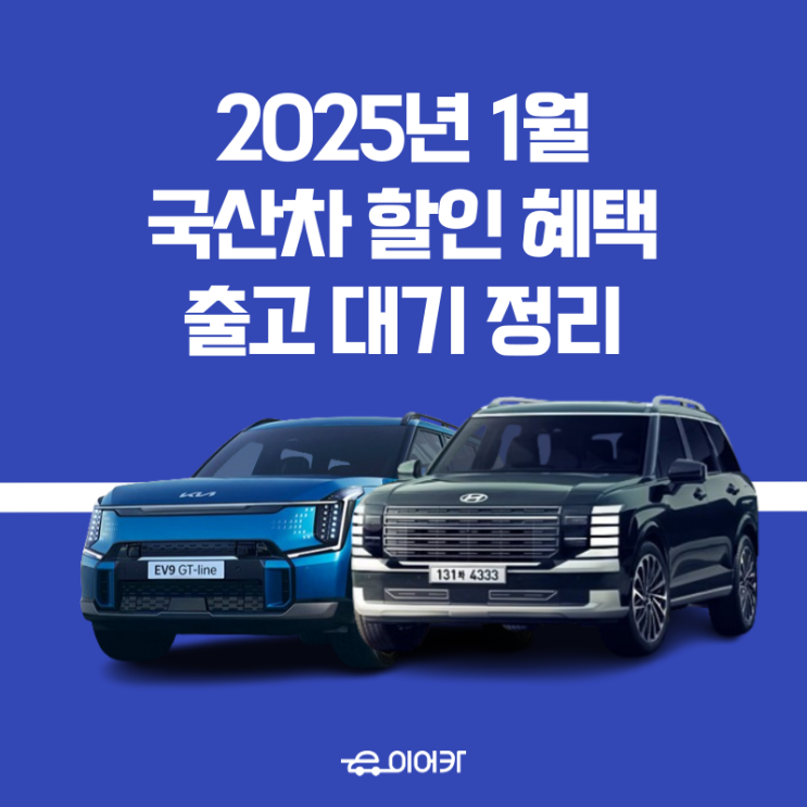 2025년 1월, 국산차 기준 판매 조건·할인 혜택, 출고 대기 정리