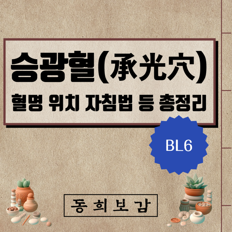  승광혈(承光穴), BL6, 혈명 위치 자침법 등 총정리