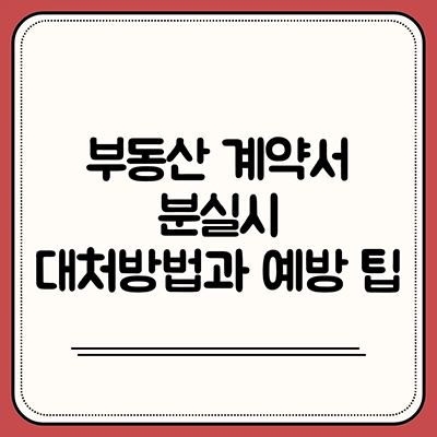  부동산 계약서 분실 시 대처방법과 예방 팁