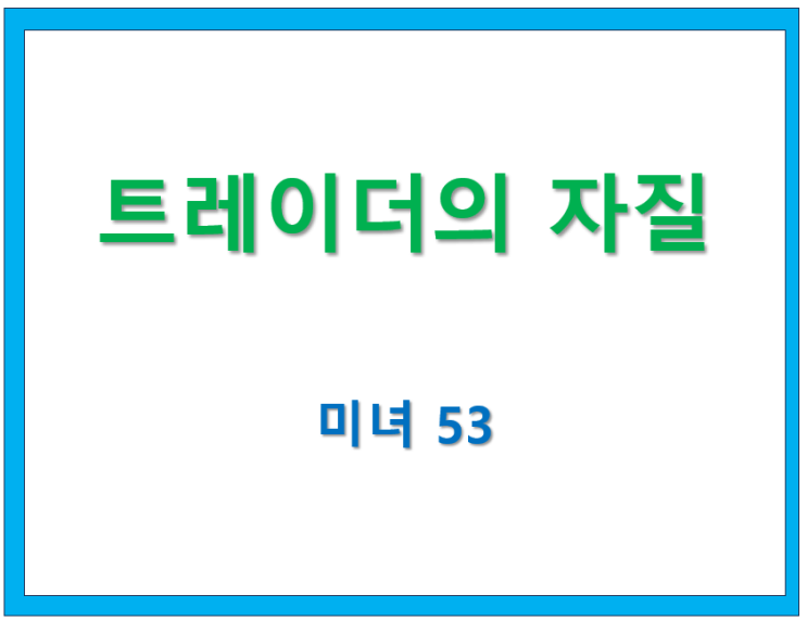  47. 트레이더의 자질 [미녀53 글모음]