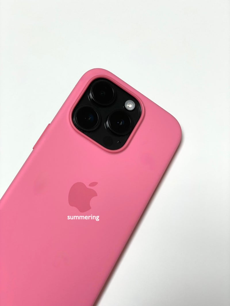 애플 APPLE 아이폰15프로 정품 맥세이프 실리콘 케이스 핑크 착용샷 후기 라이트 핑크 비교