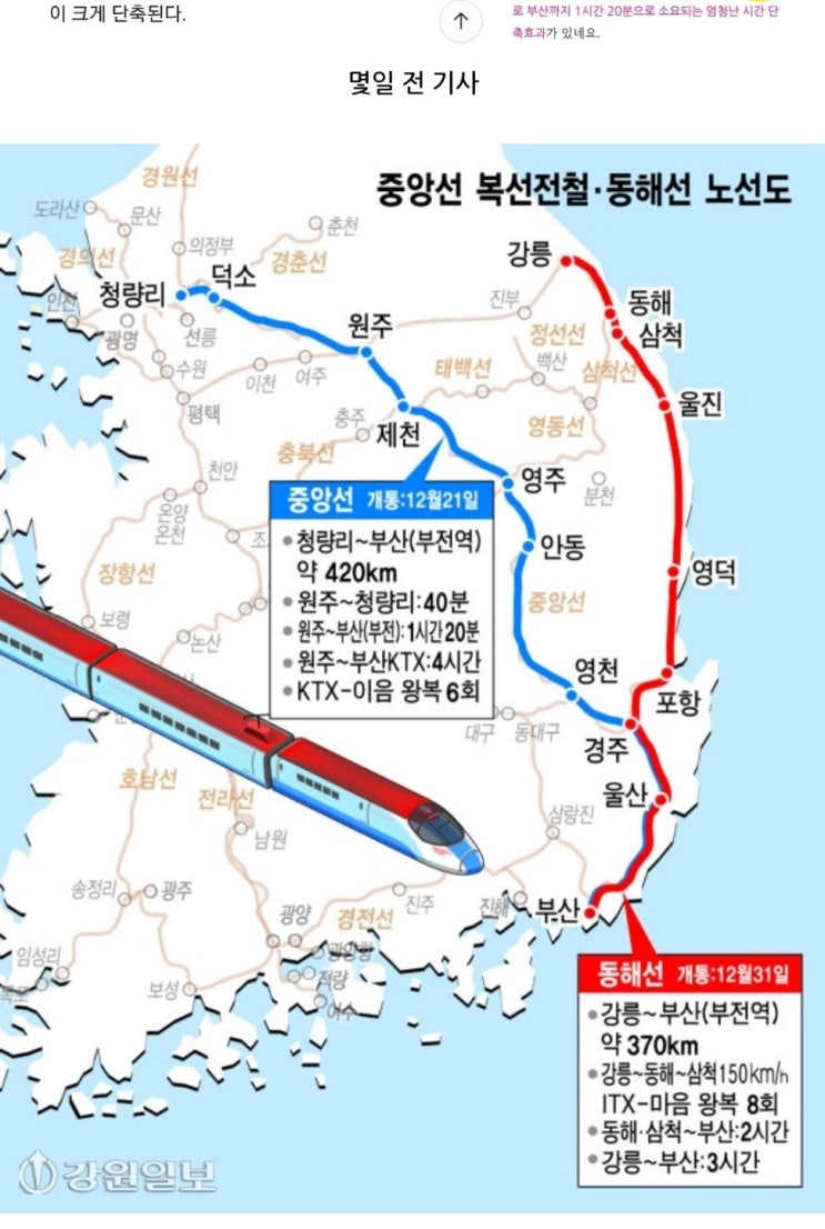  원주~부산 부전역 KTX-이음  중앙선 이용 후기 및 부산 가성비 맛집 사계횟집 방문 후기