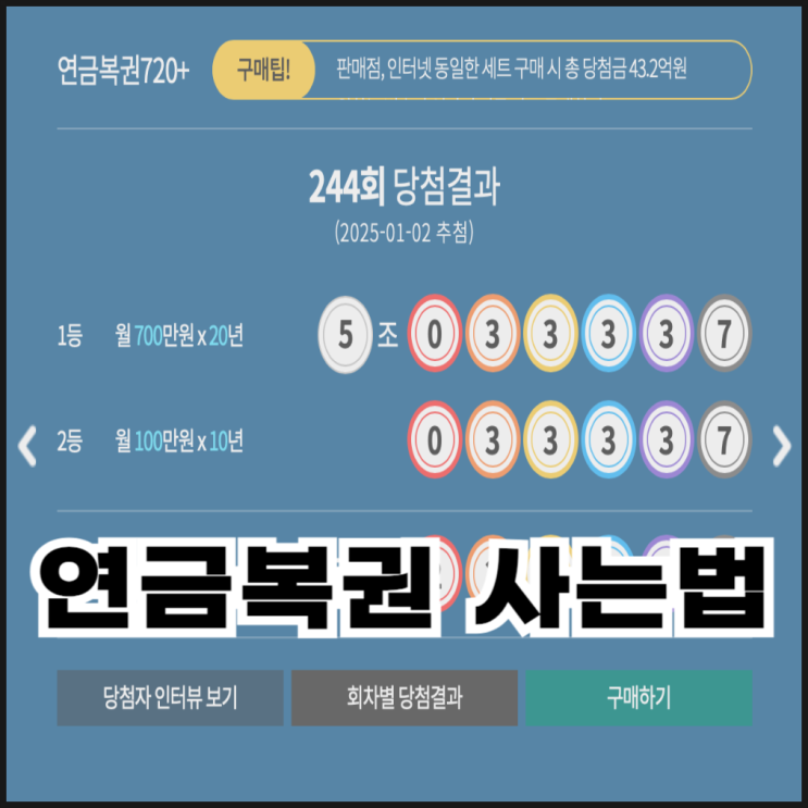  연금복권 720 사는 법과 1등 당첨 금액(인터넷 구매)
