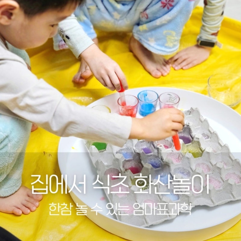아이랑 베이킹소다 식초 화산놀이