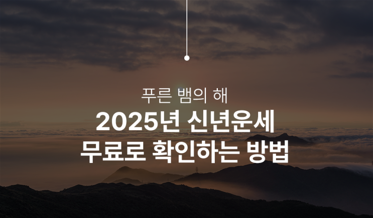  2025 신년운세 무료 확인하고 새해 새로운 계획세우자.