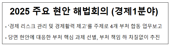 2025 <b>주요 현안 해법</b>회의 (경제1분야)
