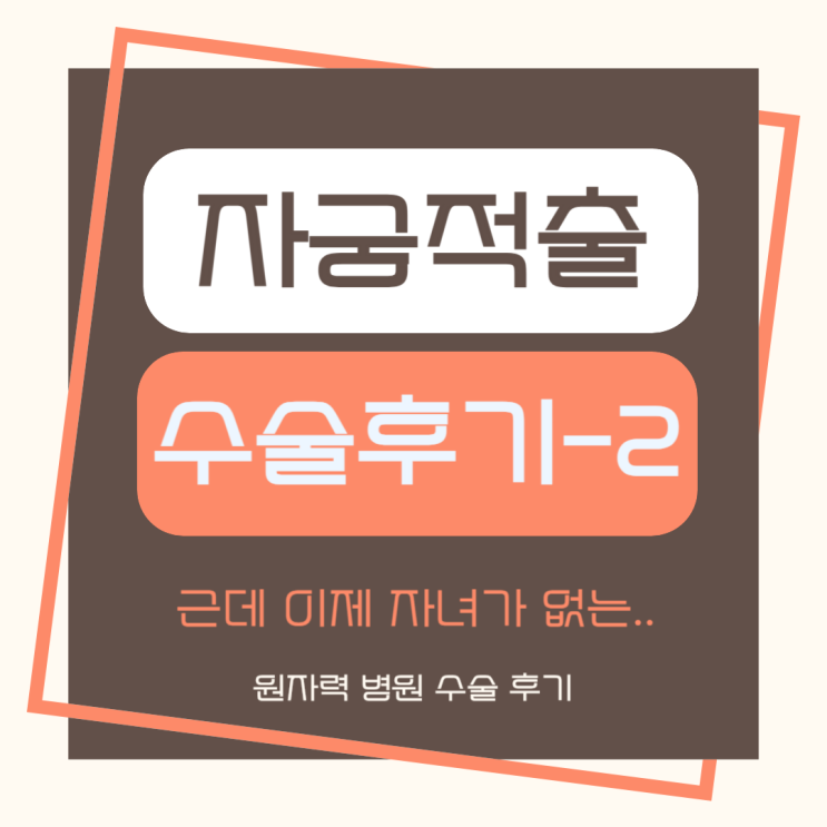  자궁척출 수술 후기/결과/회복 Feat.원자력 병원-2(근데 이제 자녀가 없는...)