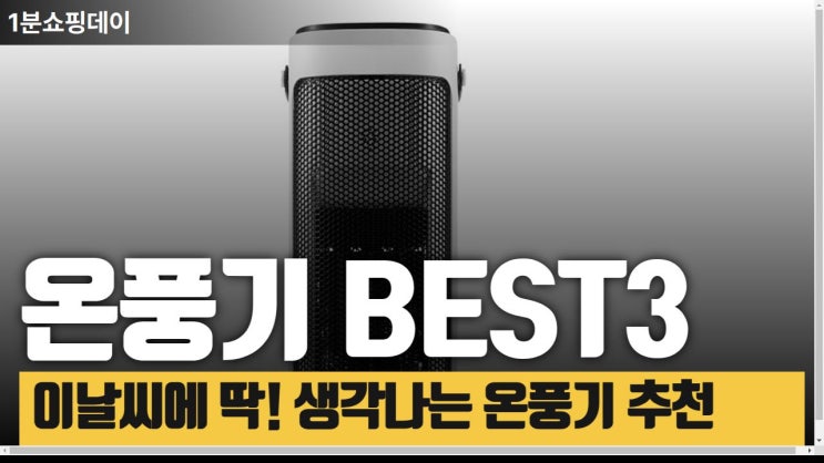  추운 날씨에 딱! 없어서는 안될 온풍기 TOP 3 ️