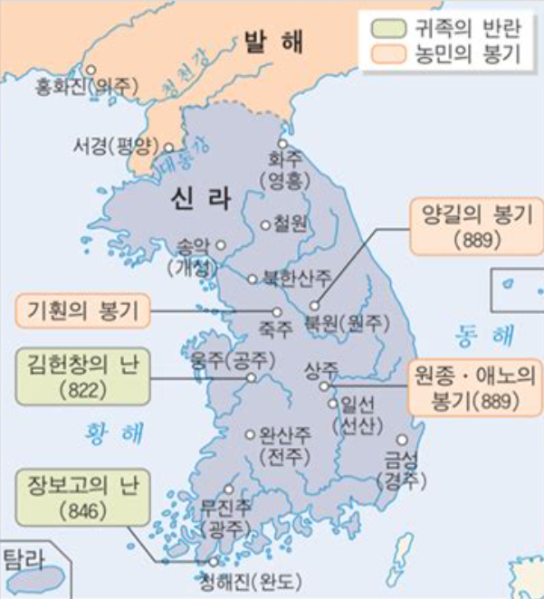  한국사 능력 검정 시험[한능검]- 통일 신라와 발해/남북국 시대 정리, 통일 신라의 정치 혼란, 후삼국
