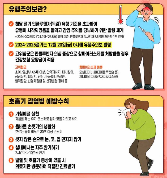  겨울철 유행 독감 조심하세요.