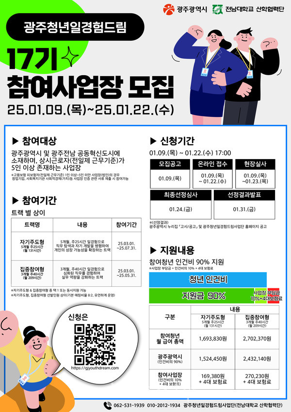  2025년도 상반기 ‘광주청년 일경험드림’ 사업 참여할 ‘드림터(사업장)’ 22일까지 모집