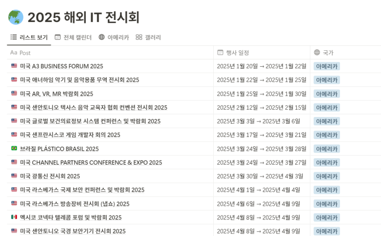  2025년 해외 전시/박람회