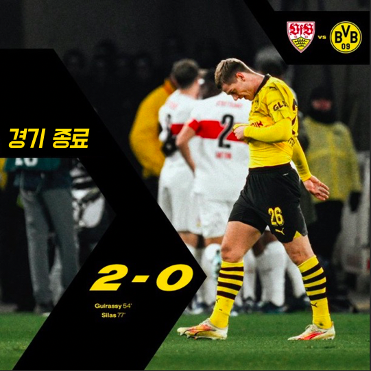 수비 집중력... BVB, 슈투트가르트전 패배로 <b>포칼 16강</b> 탈락