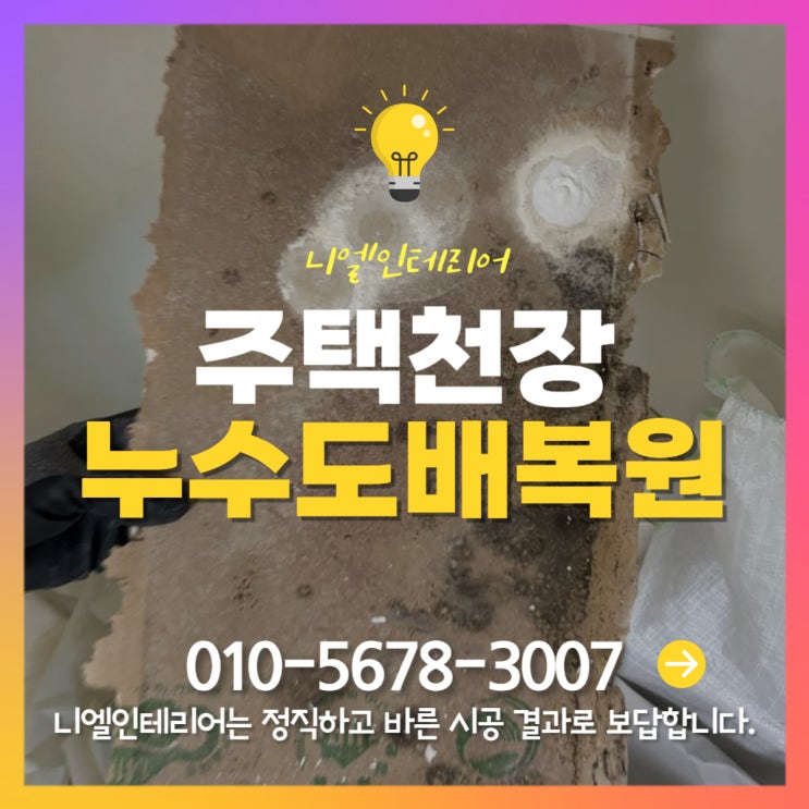  부천도당동 주택천장누수곰팡이 천장누수복원 천장도배복원시공 잘하는 니엘인테리어