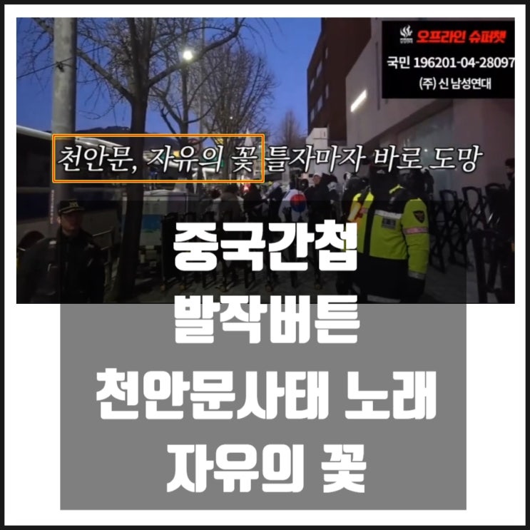 윤석열 탄핵집회 중국간첩 천안문사태 노래 자유의꽃 틀면 사라짐 윤석열 탄핵집회 중국간첩 천안문사태 노래 자유의꽃 틀면 사라짐