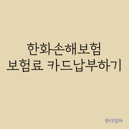 한화손해보험 보험료 카드 납부하기(챗봇 이용방법)