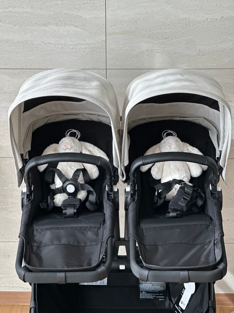 쌍둥이 디럭스 유모차_부가부 동키5 트윈_배시넷 필요할까? 싸이벡스 바구니카시트 호환 내....
