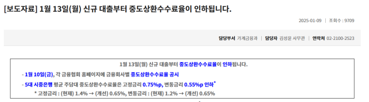  대출 조기 상환 부담 끝! 새 제도로 절약하는 방법은? - 주택담보외 대출 중도상환수수율 인하 정리