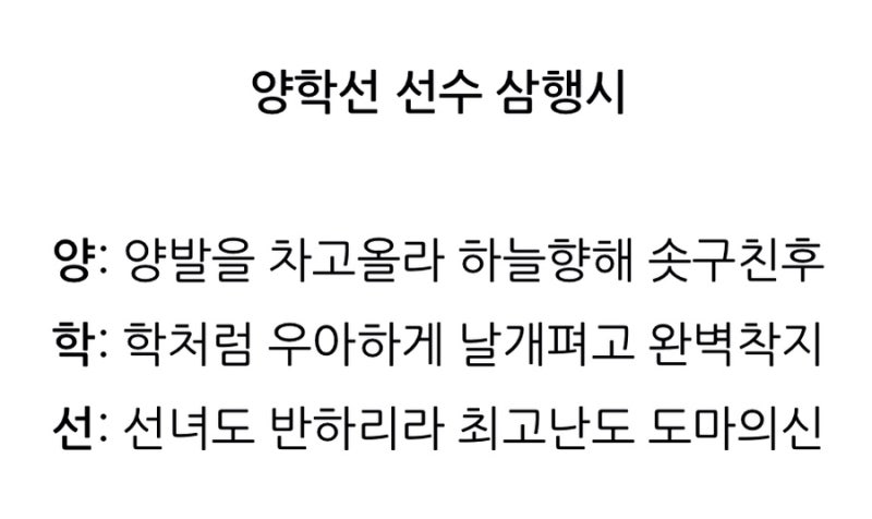 ⭐️ 삼행시 : 양학선 ⭐️
