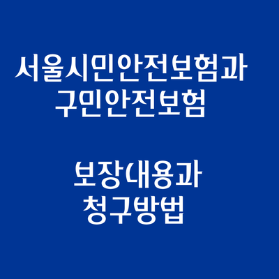  서울시민이세요? 서울시민안전보험과 구민안전보험 , 보장내용과 청구방법은?
