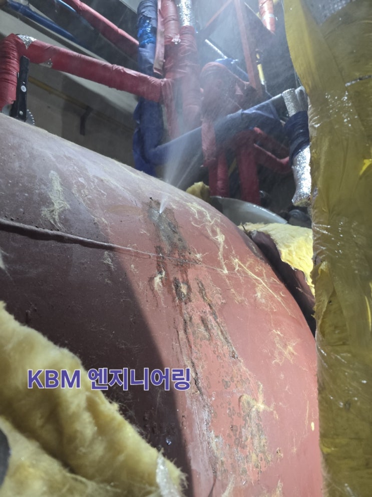  서울사우나 기계실 온수탱크점부식 누수 용접보수공사