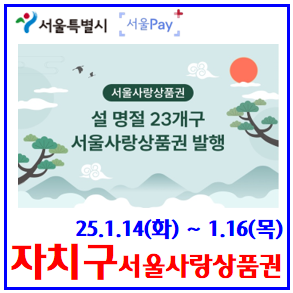  25년 1월 설명절 서울사랑상품권 (ft. 서울Pay+) : 자치구, 지광역, 페이백이벤트, 환급, 발행일, 판매시간, 구매보유선물한도, 환불취소기준, 사용처, 유효기간, 할인율