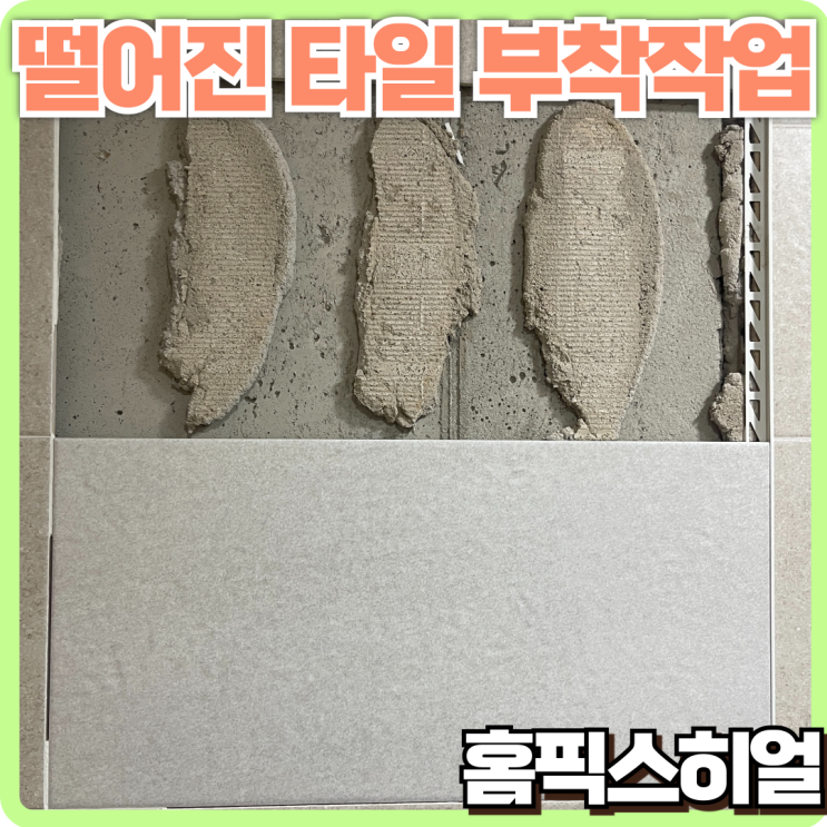  떨어진 화장실 타일 복구, 흰색 타일로 새롭게 탄생!