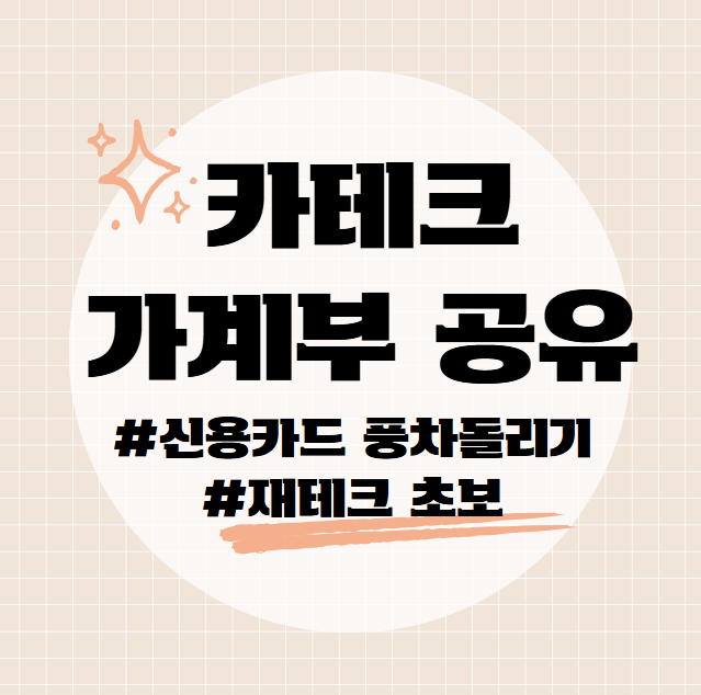  무료 다운 카테크 전용 가계부 엑셀 양식 공유 신용카드 풍차돌리기 장단점 후기 주의사항 꿀팁