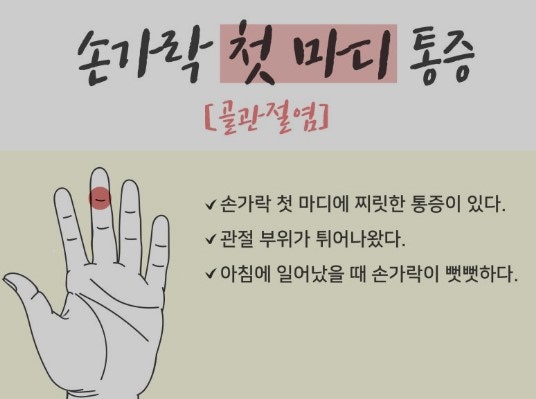 검지손가락 마디통증 원인과 낫는 법