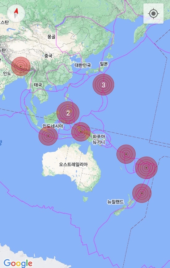  세계지진 발생 현황(2025년 1월 13일 Am 11:10)