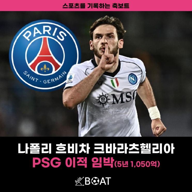 나폴리 흐비차 <b>크바라츠헬리아</b>, <b>PSG</b> 파리생제르망 이적이... 
