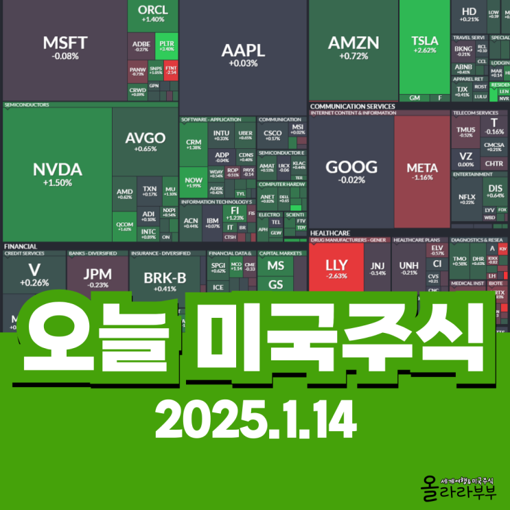  1월 14일(현지시간) 오늘 미국 주식 엔비디아 테슬라 일라이릴리