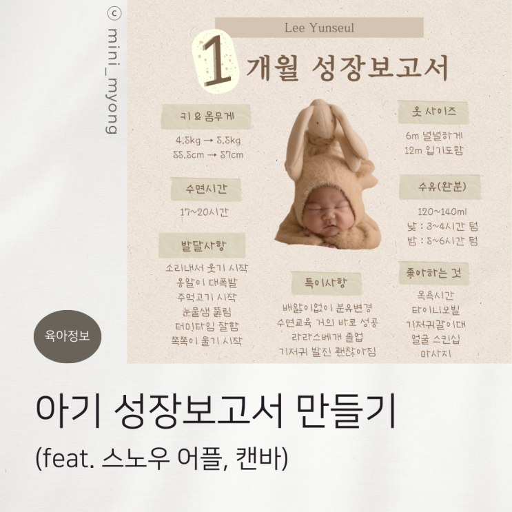  아기 성장보고서 만들기 (스노우 어플 or 캔바)