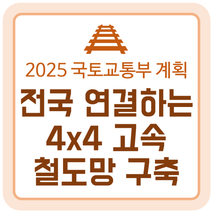 전국 가로·세로축 연결 '4x4 고속철도망' 구축 (2025 국토교통부 주요 업무 추진 계획) 전국 가로·세로축 연결 '4x4 고속철도망' 구축 (2025 국토교통부 주요 업무 추진 계획)