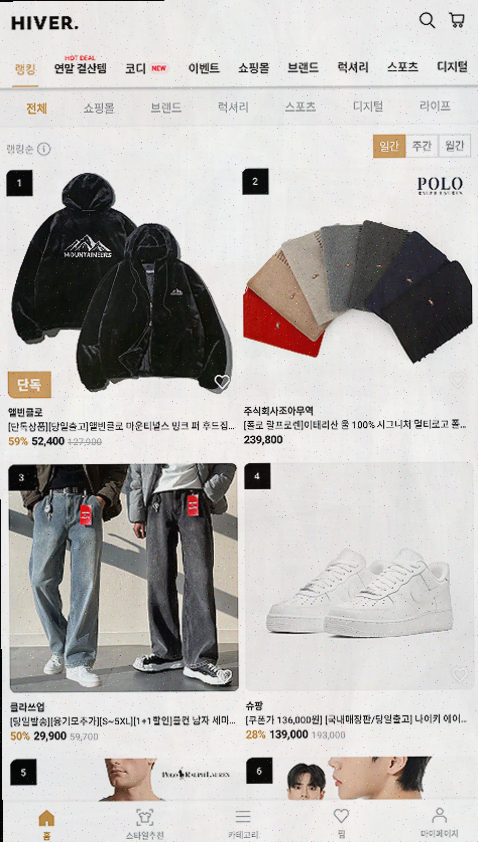  남자 쇼핑몰, 하이버로 나만의 패션 스타일 완성하기