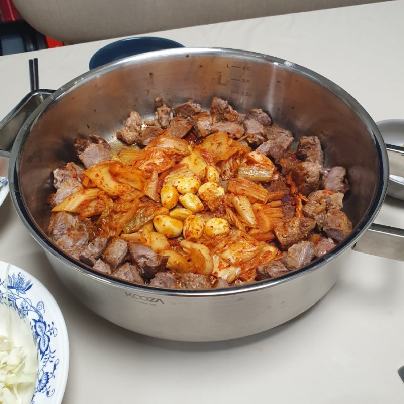 28cm 낮은 냄비에서 고기만 굽기