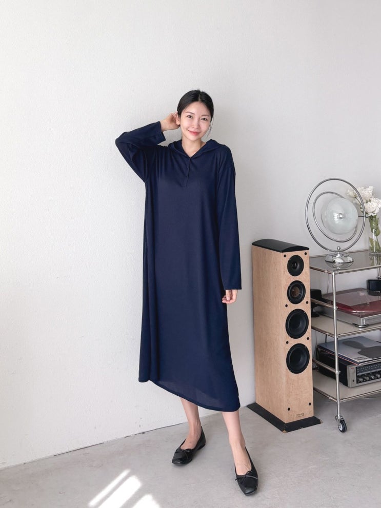  봄 가을 간절기 필수템, 스판 후드 롱 원피스 - 루즈핏 임부복 등원룩으로 완벽한 스타일링!
