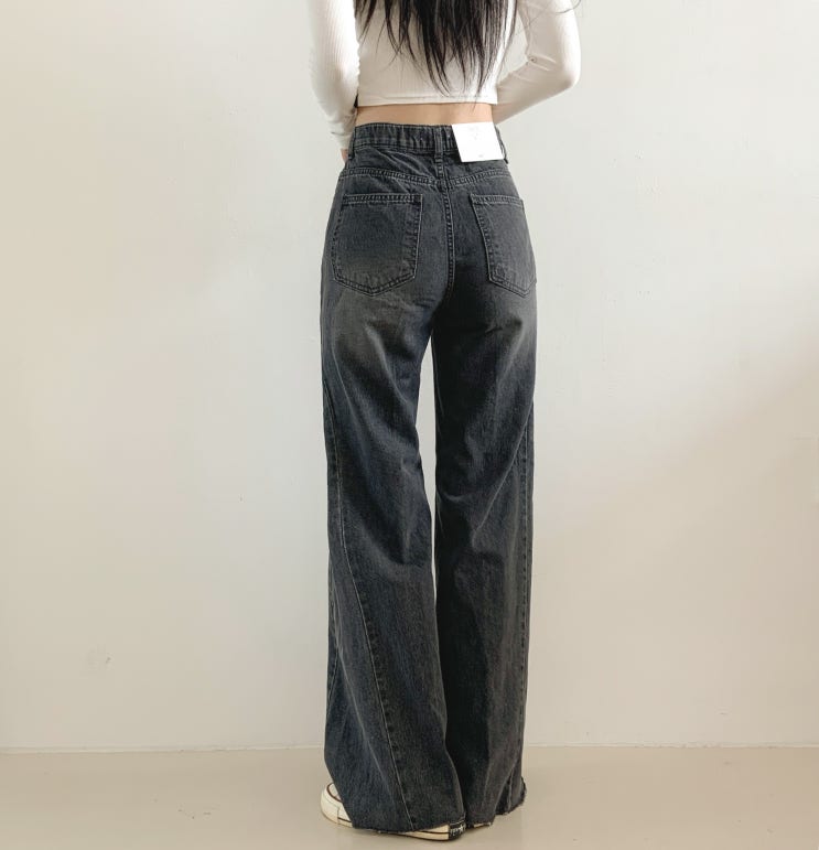  봄 가을 필수 아이템, 와이드핏 밴딩 데님 팬츠 - 진청 연청 흑청 다양한 컬러로 스타일 완성!