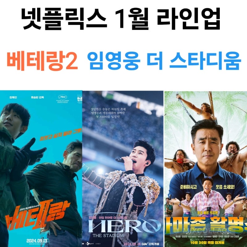 임영웅 아임히어로 더 스타디움, 아마존 활명수, 베테랑2 넷플릭스 OTT 공개일 언제 (2025년 1월....