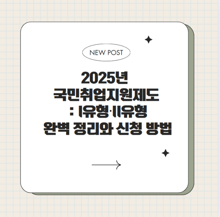  2025년 국민취업지원제도 : I유형·II유형 완벽 정리와 신청 방법