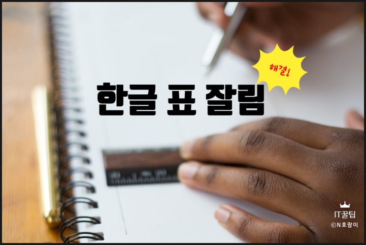 한글 표 잘림 현상 조정하는 방법 한글 표 잘림 현상 조정하는 방법