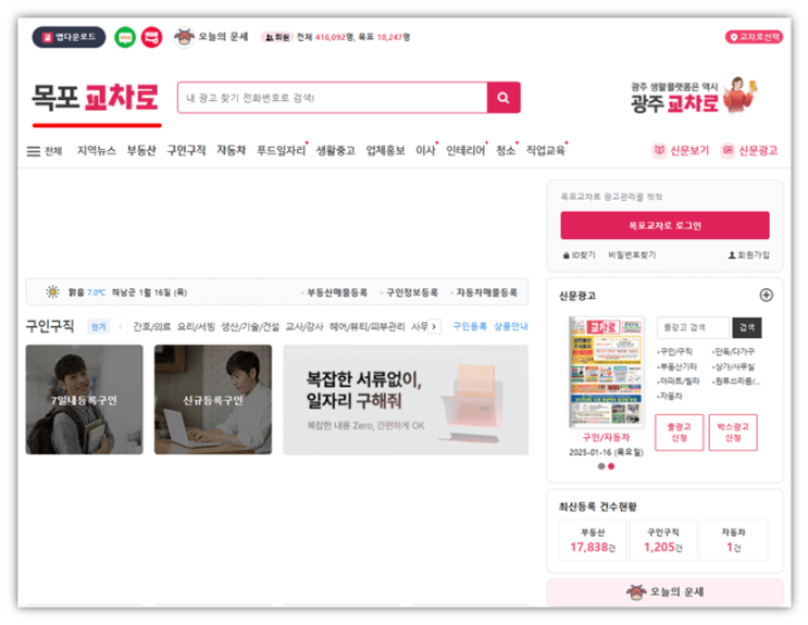 목포교차로 구인구직 부동산 신문그대로보기 목포교차로 구인구직 부동산 신문그대로보기