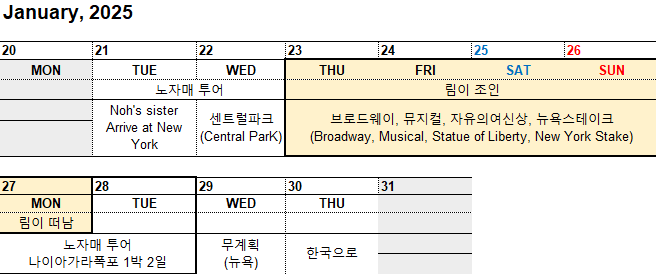  [뉴욕] 여행 준비 (일정)