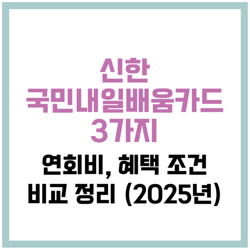 신한 국민내일배움카드 3가지 연회비, 혜택 조건 비교 정리 (2025년)