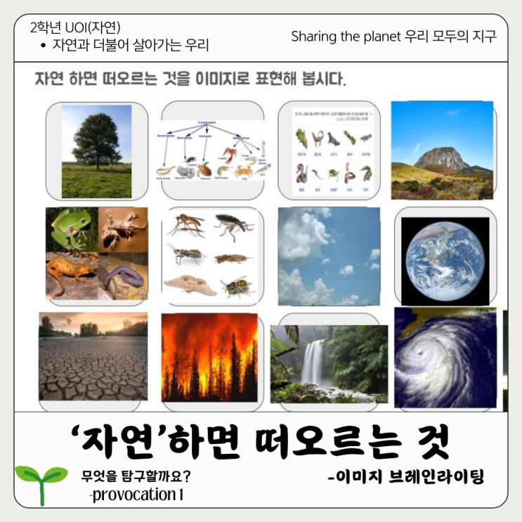  [2학년 UOI : Sharing the planet] '자연'하면 떠오르는 것 - 이미지 브레인라이팅