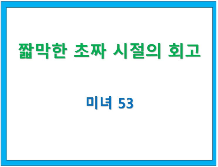  58. 짧막한 초짜 시절의 회고 [ 미녀53 글모음 ]