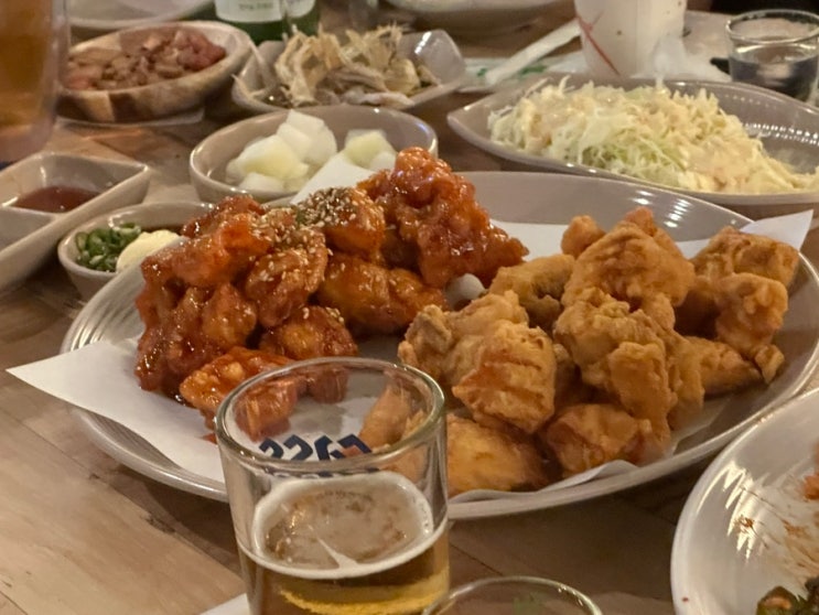  어제 아산 배방 2차 호프 다정한친구통닭