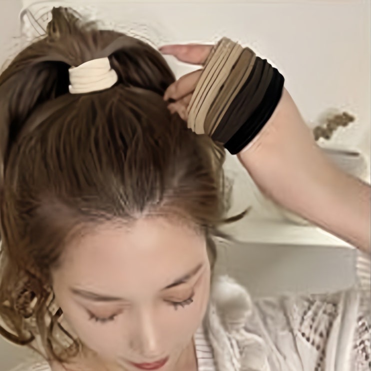  뱀스컴퍼니 유니크 스트레이트 곱창 머리끈 10p 세트, 밀크커피, 1세트
